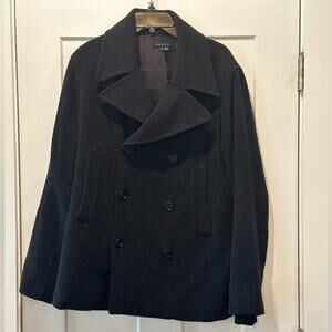 Theory Men’s Wool Blend Black/Charcoal Peacoat Size Small